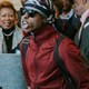 Stevante Clark leads the crowd in chanting his brother Stephon’s name in Sacramento, Calif., on March 26, 2018.